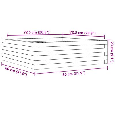 vidaXL plantekasse 80x80x23 cm imprægneret fyrretræ