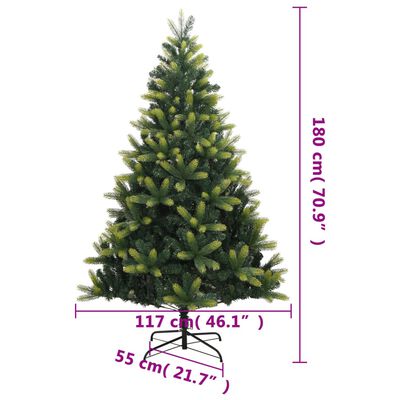 vidaXL kunstigt juletræ med juletræsfod 180 cm hængslet