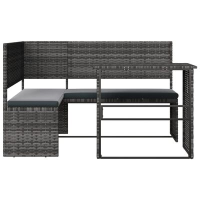 vidaXL havesofa med bord og hynder L-formet polyrattan grå