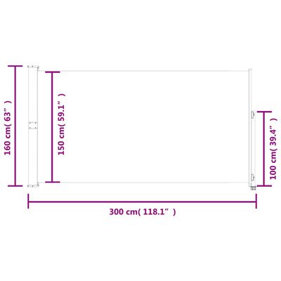 vidaXL sammenrullelig sidemarkise til terrassen 160 x 300 cm brun