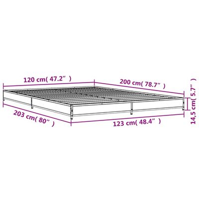 vidaXL sengestel 120x200cm konstrueret træ og metal røget egetræsfarve