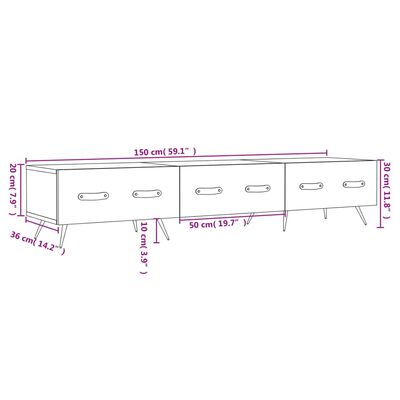 vidaXL tv-bord 150x36x30 cm konstrueret træ betongrå