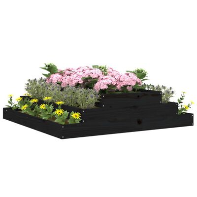 vidaXL plantekasse 110x110x27 cm massivt fyrretræ sort