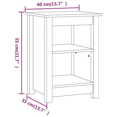 vidaXL sengeborde 2 stk. 40x35x55 cm massivt fyrretræ sort