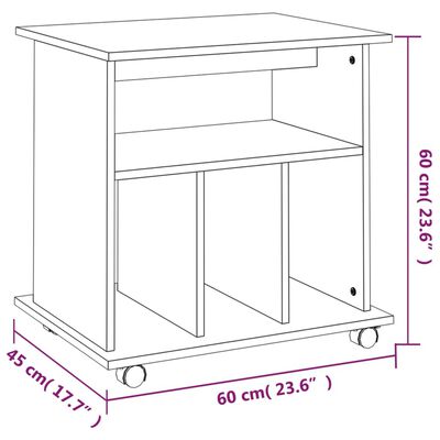 vidaXL skab med hjul 60x45x60 cm konstrueret træ røget egetræsfarve