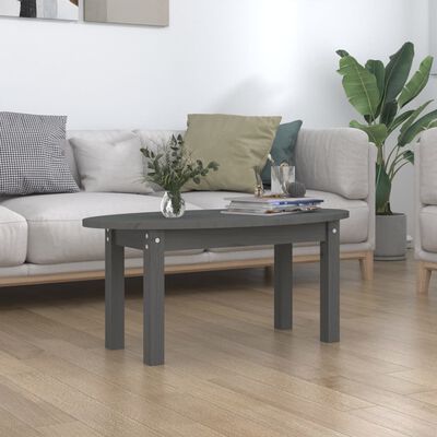 vidaXL sofabord 80x40x35 cm massivt fyrretræ grå