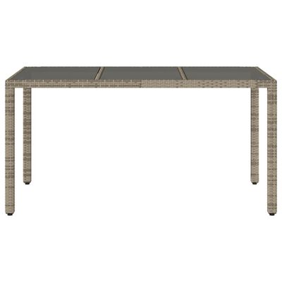 vidaXL havebord med glastop 150x90x75 cm polyrattan grå