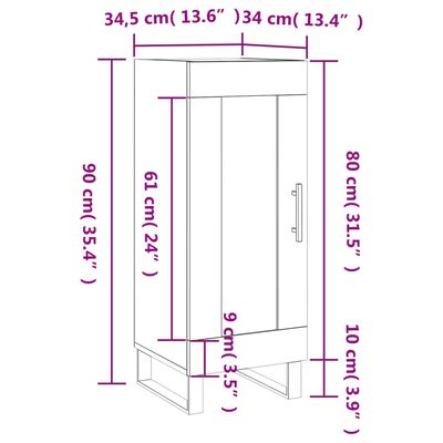 vidaXL skænk 34,5x34x90 cm konstrueret træ hvid