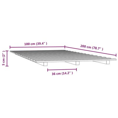 vidaXL sengeramme 100x200 cm massivt fyrretræ sort