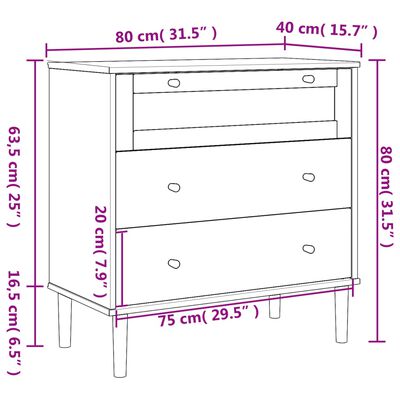 vidaXL kommode SENJA rattanlook 80x40x80 cm massivt fyrretræ brun