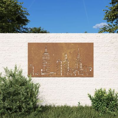 vidaXL udendørs vægdekoration 105x55 cm skyline-design cortenstål