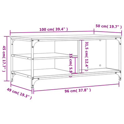 vidaXL sofabord 100x50x45 cm konstrueret træ sonoma-eg