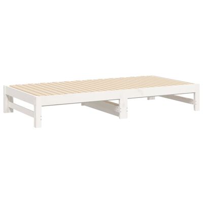 vidaXL daybed med udtræk 2x(75x190) cm massivt fyrretræ hvid