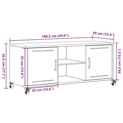 vidaXL tv-bord 100,5x39x43,5 cm koldvalset stål lyserød