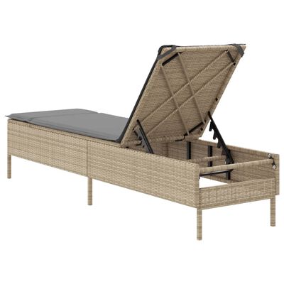 vidaXL liggestol med hynde polyrattan beige