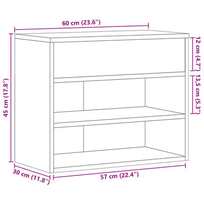 vidaXL skobænk 60x30x45 cm konstrueret træ sort