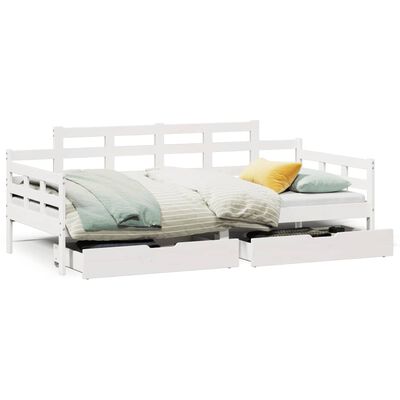 vidaXL daybed med skuffer 80x200 cm massivt fyrretræ hvid