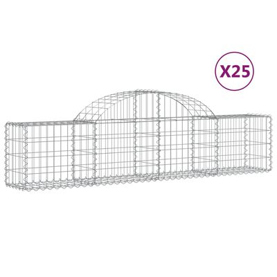 vidaXL buede gabionkurve 25 stk. 200x30x40/60 cm galvaniseret jern