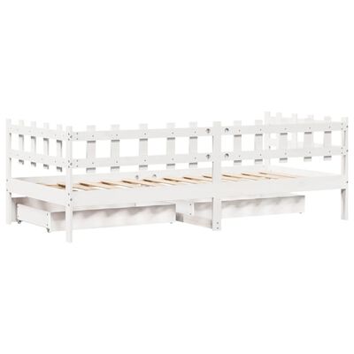 vidaXL daybed med skuffer 90x200 cm massivt fyrretræ hvid