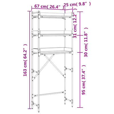 vidaXL vaskemaskineskab 67x25x163 cm konstrueret træ sort