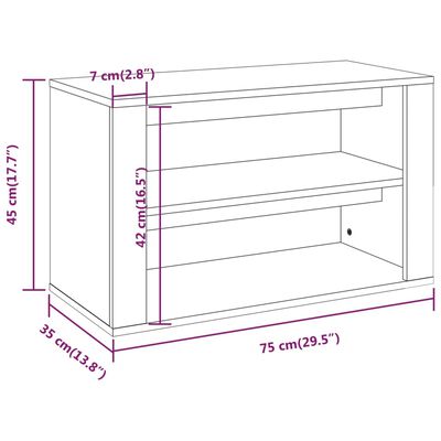 vidaXL skoreol 75x35x45 cm konstrueret træ sort