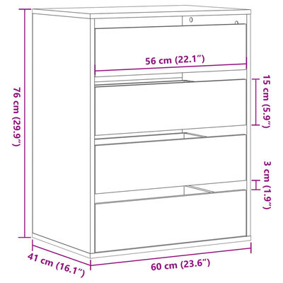 vidaXL kommode til hjørne 60x41x76 cm konstrueret træ betongrå