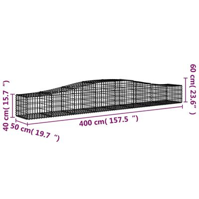 vidaXL buede gabionkurve 2 stk. 400x50x40/60 cm galvaniseret jern