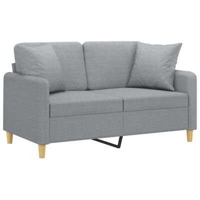 vidaXL 2-personers sofa med pyntepuder 120 cm stof lysegrå