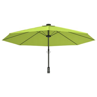 vidaXL væghængt parasol med LED-lys 290 cm æblegrøn