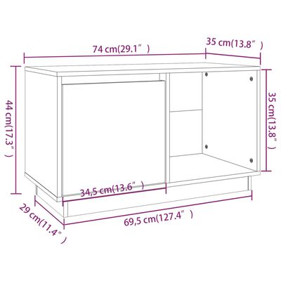 vidaXL tv-bord 74x35x44 cm massivt fyrretræ gyldenbrun