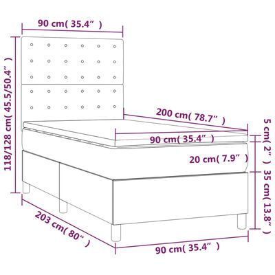 vidaXL kontinentalseng med LED-lys 90x200 cm kunstlæder hvid