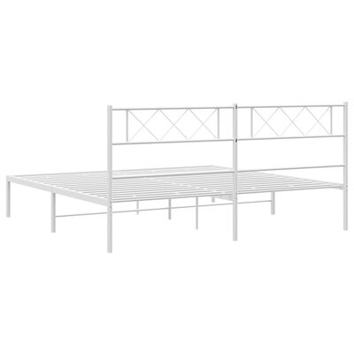 vidaXL sengeramme med sengegavl 180x200 cm metal hvid