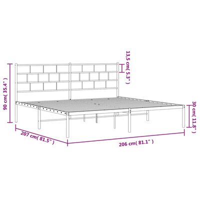 vidaXL sengeramme med sengegavl 200x200 cm metal hvid