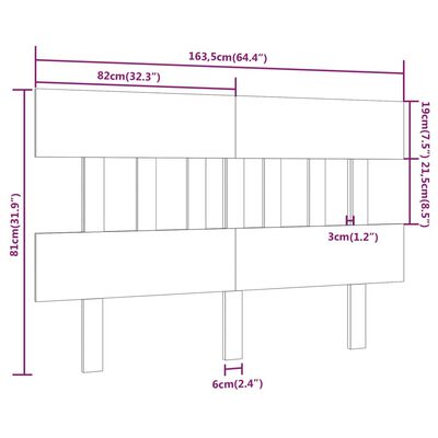 vidaXL sengegærde 163,5x3x81 cm massivt fyrretræ sort