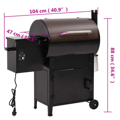 vidaXL pillegrill med skorsten 104 cm jern sort