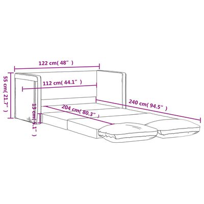 vidaXL 2-i-1 sovesofa 122x204x55 cm velour sort