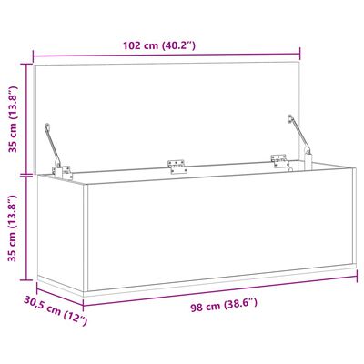 vidaXL opbevaringsboks 102x35x35 cm konstrueret træ røget egetræsfarve