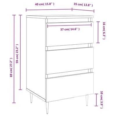 vidaXL sengeborde 2 stk. 40x35x69 cm konstrueret træ sort