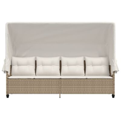 vidaXL loungesofa med baldakin og hynder polyrattan beige