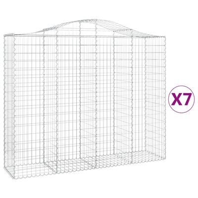 vidaXL buede gabionkurve 7 stk. 200x50x160/180 cm galvaniseret jern