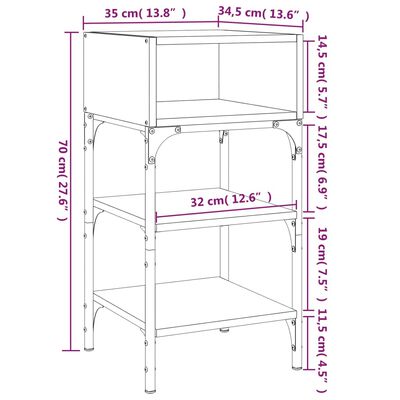 vidaXL sengeborde 2 stk. 35x34,5x70 cm røget egetræsfarve