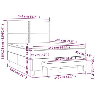 vidaXL kontinentalseng 140x190 cm kunstlæder cappuccinofarvet