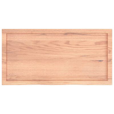 vidaXL bordplade til badeværelse 100x50x(2-6) cm massivt træ lysebrun