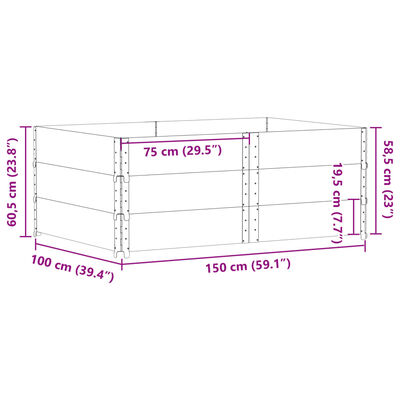 vidaXL pallerammer 3 stk. 150x100 cm massivt fyrretræ sort