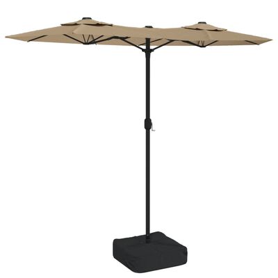 vidaXL parasol m. dobbelt parasoldug 316x240 cm gråbrun