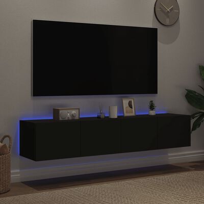 vidaXL væghængte tv-borde 2 stk. med LED-lys 80x35x31 cm sort