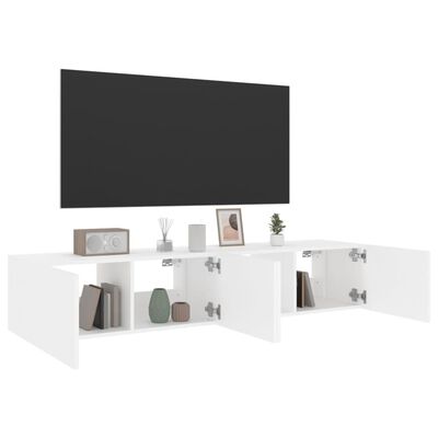 vidaXL væghængte tv-borde 2 stk. med LED-lys 80x35x31 cm hvid