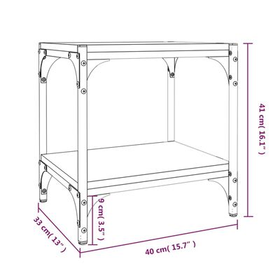 vidaXL tv-bord 40x33x41 cm konstrueret træ og stål røget egetræsfarve