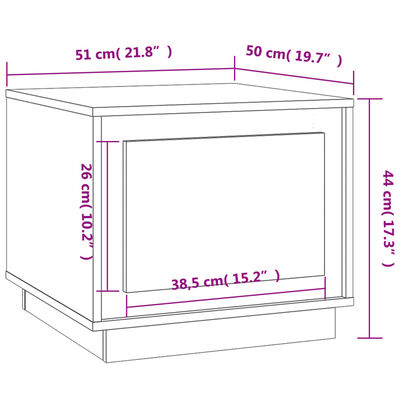 vidaXL sofabord 51x50x44 cm konstrueret træ røget egetræsfarve