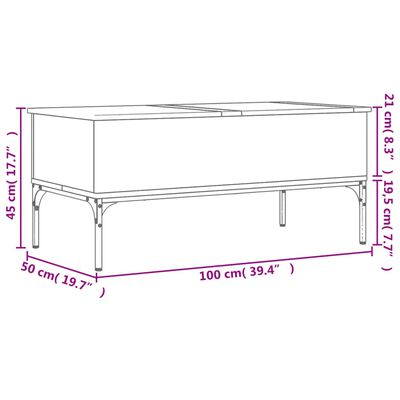 vidaXL sofabord 100x50x45 cm konstrueret træ og metal sonoma-eg